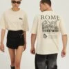 YOURTURN Rome Tee Unisex - T-Shirt Print - Mottled Light Brown -Yourturn 07017d2cd401401ea70ed2bd25c35478