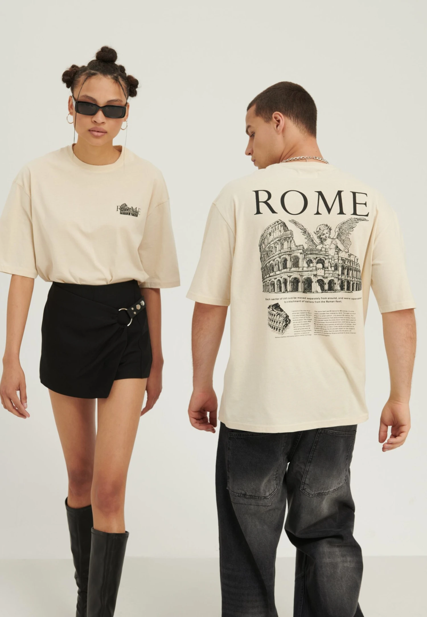 YOURTURN Rome Tee Unisex - T-Shirt Print - Mottled Light Brown 3 YOURTURN Rome Tee Unisex - T-Shirt Print - Mottled Light Brown