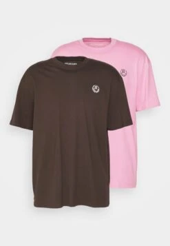 YOURTURN Unisex 2 Pack - T-Shirt Print - BrownPink -Yourturn 082ccdc8e8804e22bd05332c3ea33b6f