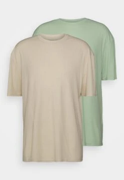 YOURTURN Unisex 2 Pack - T-Shirt Basic - Offwhite/Light Green -Yourturn 385da18b020f4ae48131c78f1c3ddf07