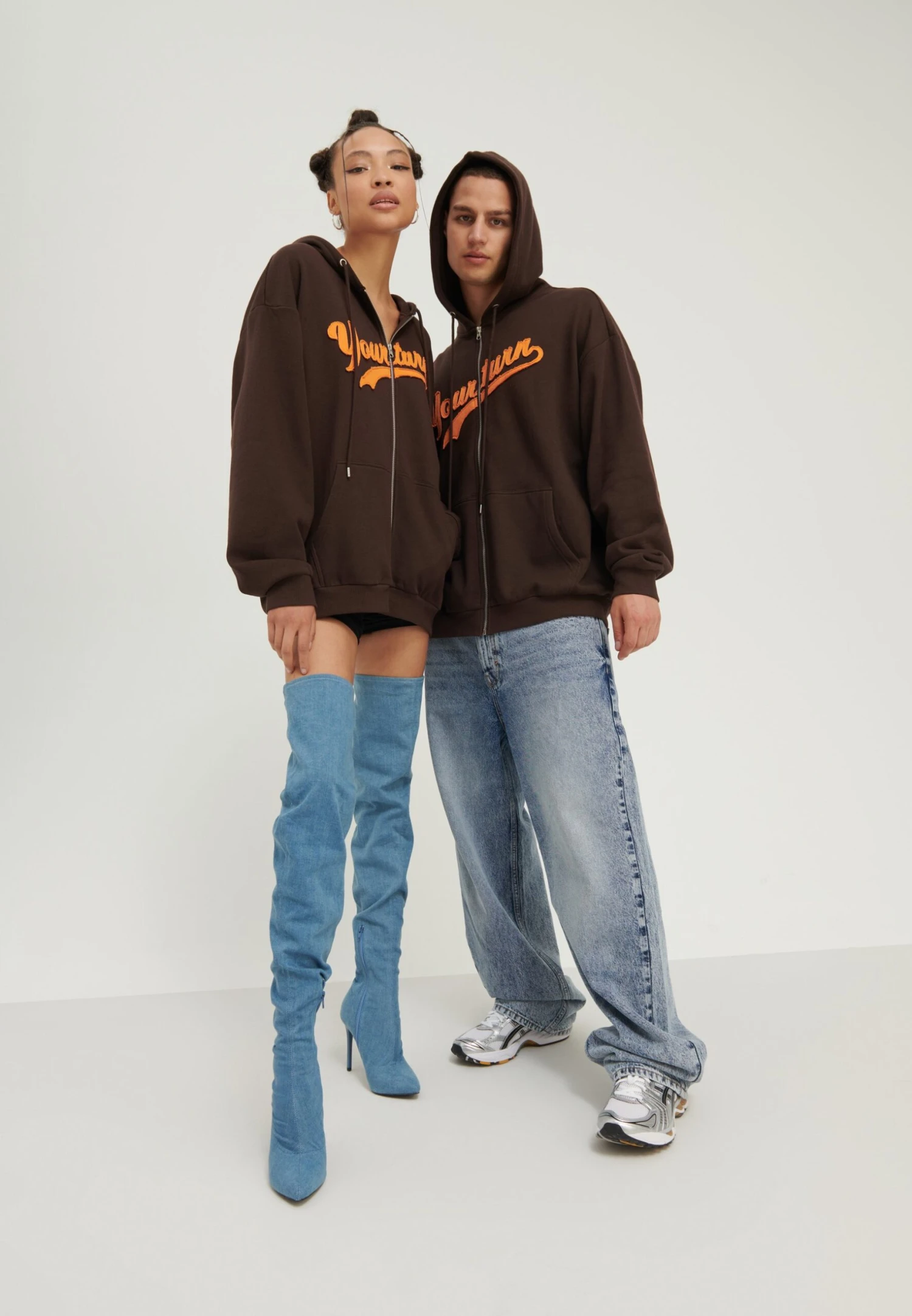 YOURTURN Unisex - Sweater Met Rits - Dark Brown 4 YOURTURN Unisex - Sweater Met Rits - Dark Brown - Afbeelding 2