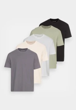 YOURTURN Unisex 5 Pack - T-Shirt Basic - Dark Grey/White/Beige -Yourturn ad4b65fc9a1a4ee292e39d99f7fd81fb
