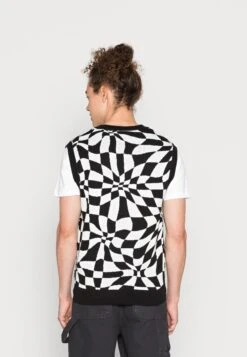 YOURTURN Distorted Check Vest Unisex - Trui - Black/White -Yourturn b039e6683b6846d79acd1f15c36fae0f